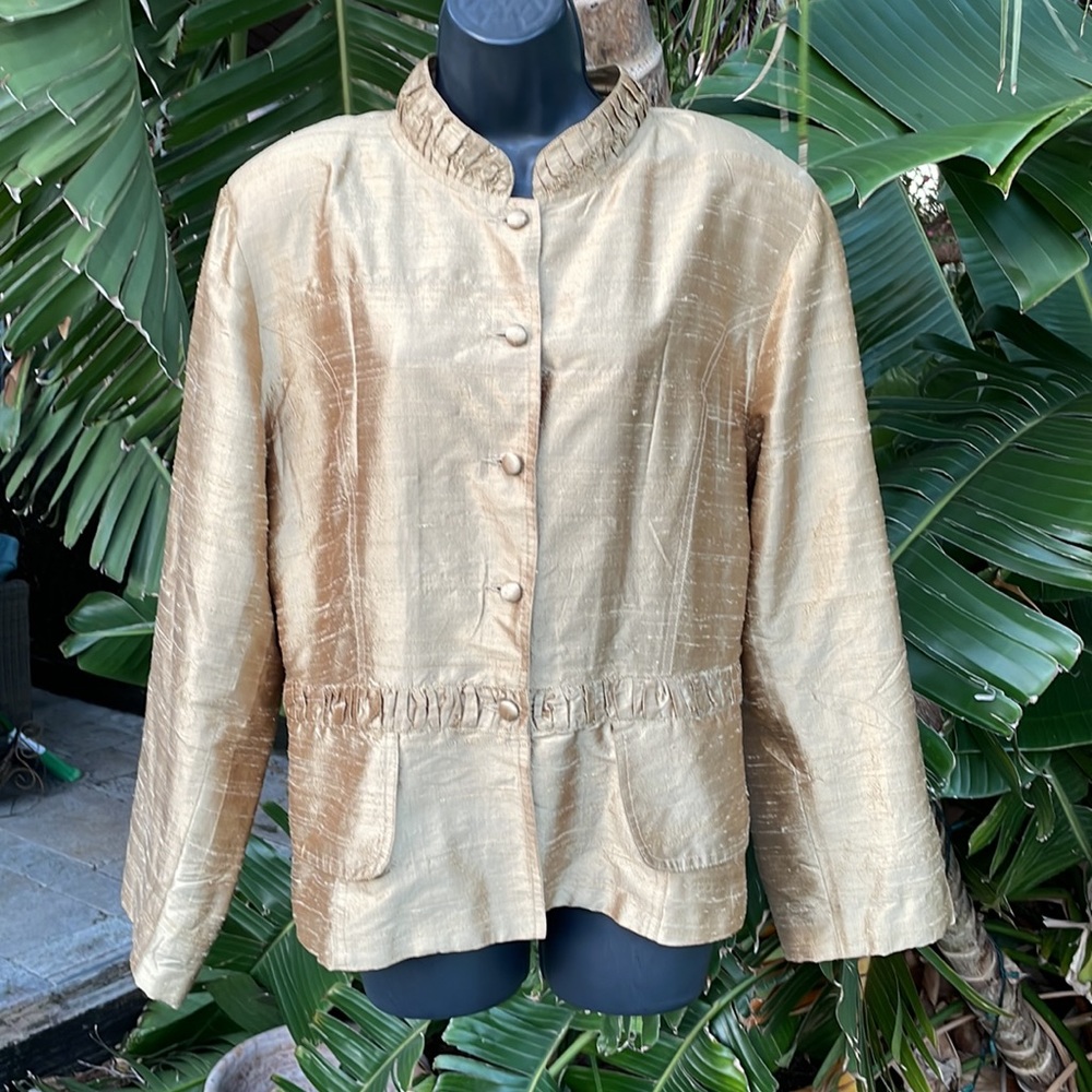Metallic molten gold, silk jacket